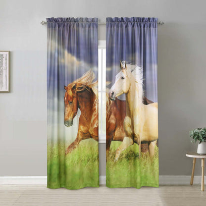 Habitat Horses Light Filtering Pole Top Curtain Panel Paire - 37 x 84|Paire de panneaux de rideau filtrant la lumière passe-tringle Chevaux d'Habitat - 37 x 84