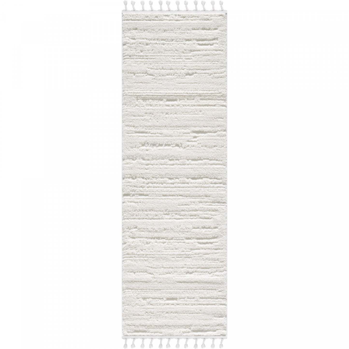 Carpette à poil long Quinto crème à motif de vagues - 2 pi 7 po x 8 pi