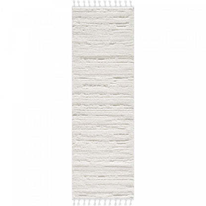 Carpette à poil long Quinto crème à motif de vagues - 2 pi 7 po x 8 pi