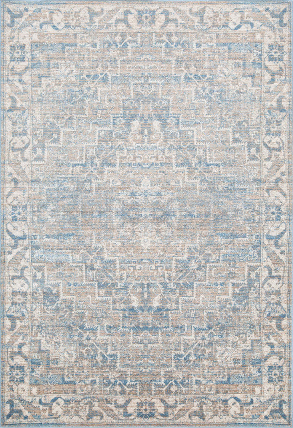 Shi Vin Diamond Blue 3x5 Area Rug|Carpette Shi bleu rétro à motifs de diamants 3 x 5|D80GP0S6