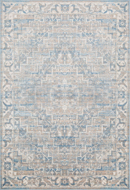 Shi Vin Diamond Blue 3x5 Area Rug|Carpette Shi bleu rétro à motifs de diamants 3 x 5|D80GP0S6