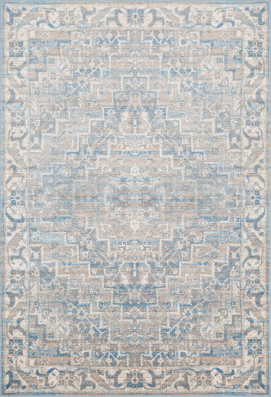Shi Vin Diamond Blue 3x5 Area Rug|Carpette Shi bleu rétro à motifs de diamants 3 x 5|D80GP0S6