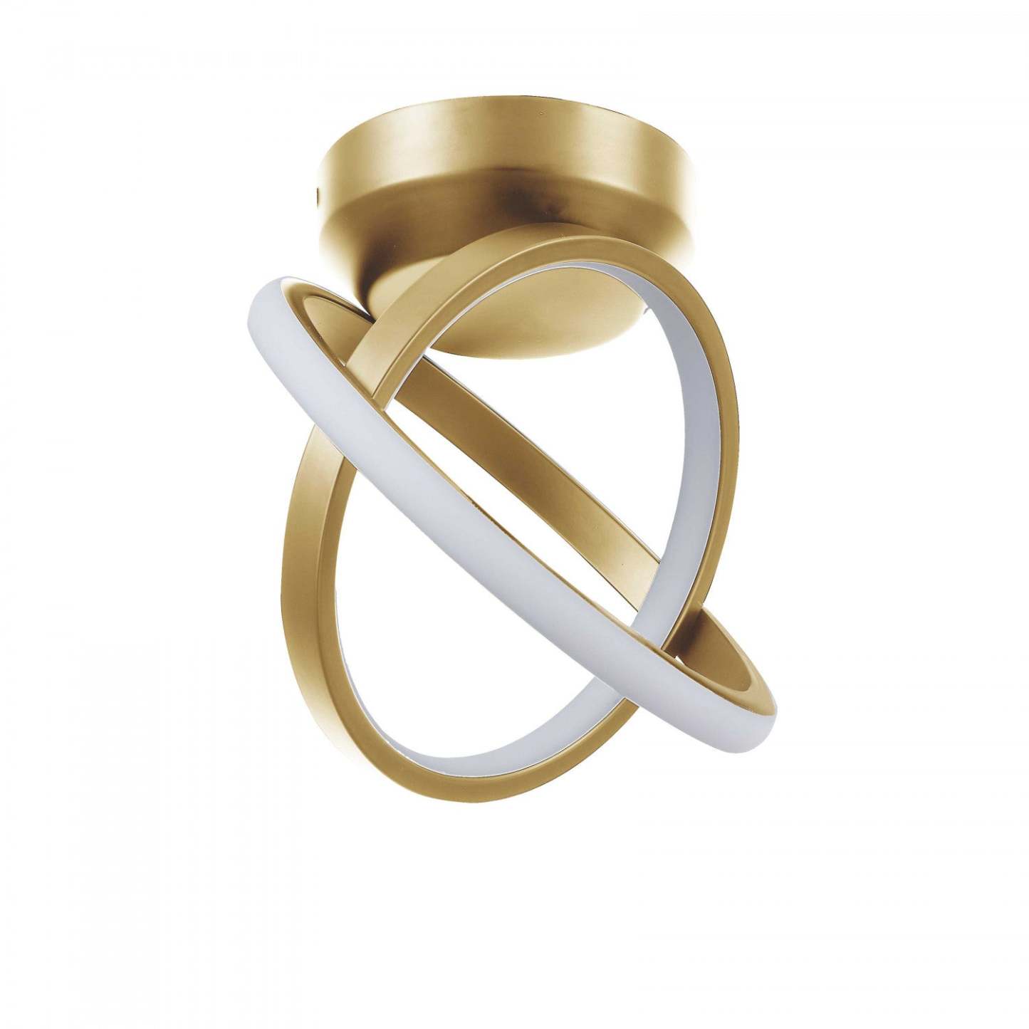 Dainolite Philo LED Semiflush Mount 20w Aged Brass White Silicone Diffuser Lamp|Plafonnier semi-affleuré Philo de Dainolite en silicone blanc qui diffuse la lumière, avec fini laiton vieilli et ampoule à DEL de 20 W