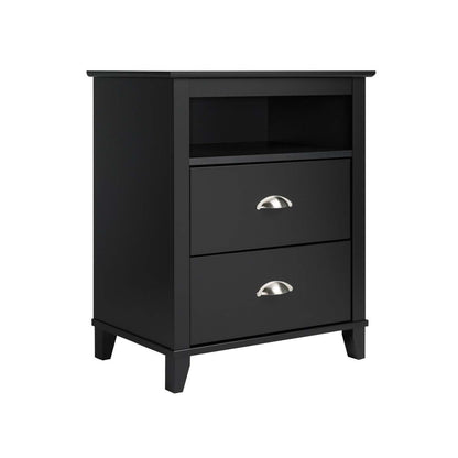Yaletown 2-Drawer Tall Nightstand - Black|Table de nuit haute Yaletown à 2 tiroirs - noire