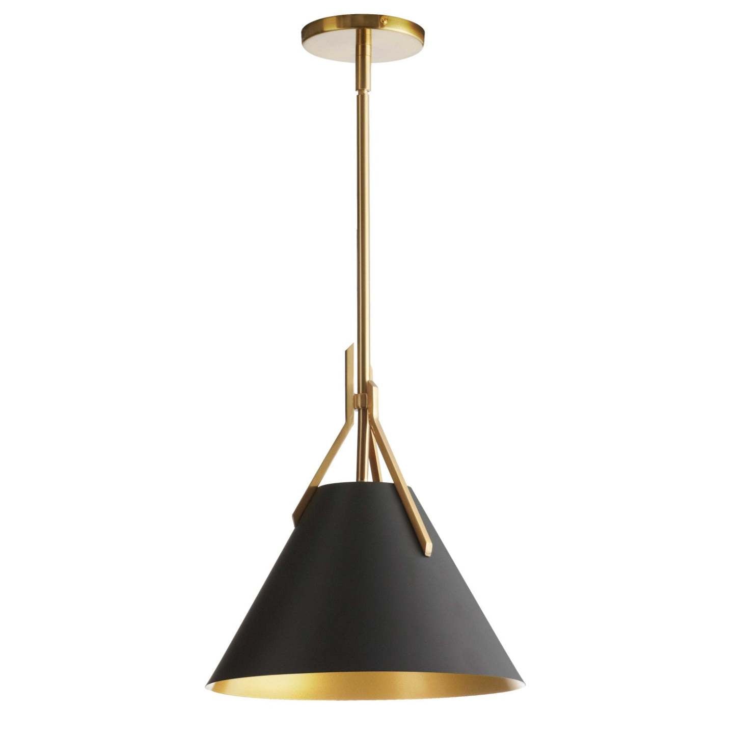 Dainolite Nicole 1 Light Pendant Abat-jour en métal noir et doré, finition laiton vieilli et 1 ampoule