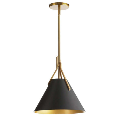 Dainolite Nicole 1 Light Pendant Abat-jour en métal noir et doré, finition laiton vieilli et 1 ampoule