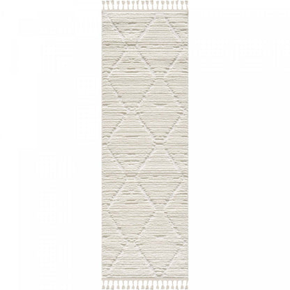 Carpette à poil long Quinto crème à motif de grands treillis - 2 pi 7 po x 8 pi