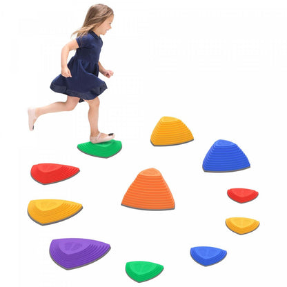 Outsunny 11 Pcs Stepping Stones Kids Avec Caoutchouc Antidérapant, Pierres D'équilibre Empilables Pour Obstacles
