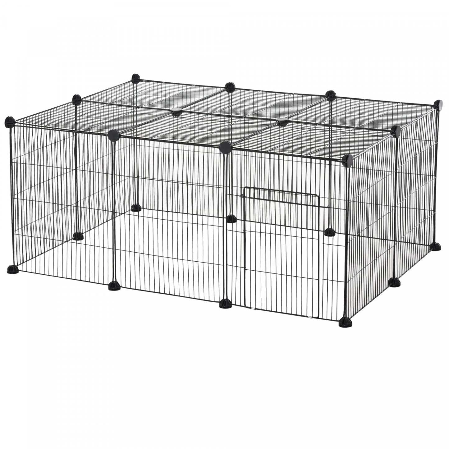 Pawhut 16 Panneaux Cage Pour Petit Animal, Parc Portable Pour Animaux, Cage Pour Lapin, Enclos En Fil Métallique Pour Cobaye | Pawhut Parc Pour Animal Domestique Diy Cage Pour Petit Animal En Fil Métallique Avec Porte Antidérapant