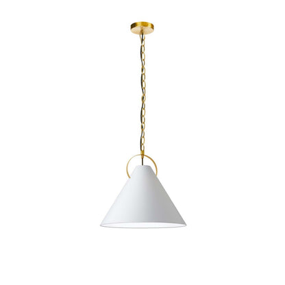 Dainolite Princeton 1 Light Pendant 16 Dia Aged Brass Finish White Shade Lamp|Luminaire suspendu Princeton de Dainolite de 16 po de diamètre avec abat-jour blanc, fini laiton vieilli et 1 ampoule