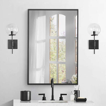 Arcus 24 X 36 Hand Crafted Linear Rectangular Mirror - Noir|Miroir rectangulaire linéaire Arcus 24 po x 36 po fabriqué à la main - noir