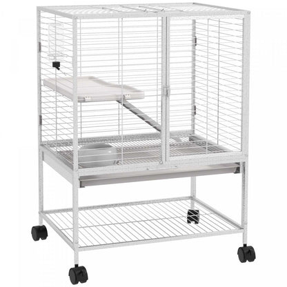 Pawhut Cage Pour Petits Animaux Avec Roulettes, Parc Pour Rats, Chatons, Furets, Chinchillas Avec Fond
