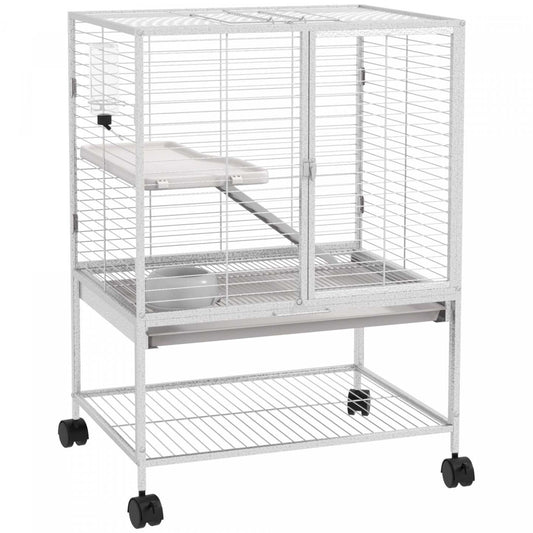 Pawhut Cage Pour Petits Animaux Avec Roulettes, Parc Pour Rats, Chatons, Furets, Chinchillas Avec Fond