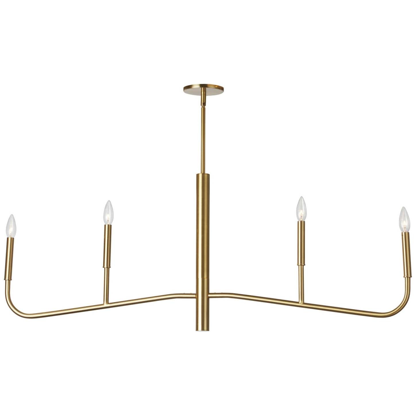Dainolite Eleanor 4 Light Horizontal Chandelier Aged Brass Lamp|Lustre horizontal Eleanor de Dainolite avec fini laiton vieilli et 4 ampoules