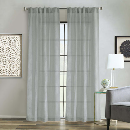 Habitat Trenton Grey Light Filtering Dual Header Curtain Panel - 52 x 84|Panneau de rideau filtrant la lumière Trenton gris à double têtes d'Habitat - 52 x 84