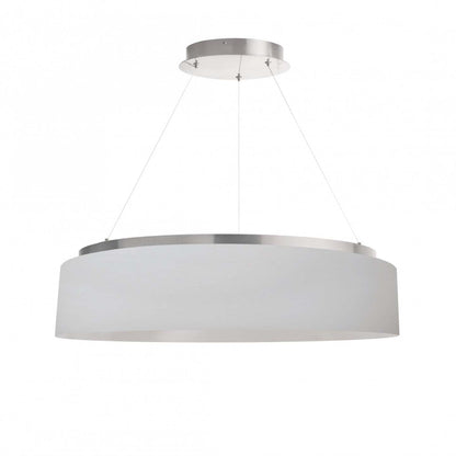 Lustre Circulo de Dainolite 34w avec abat-jour blanc, finition argentée et ampoule de 34 W