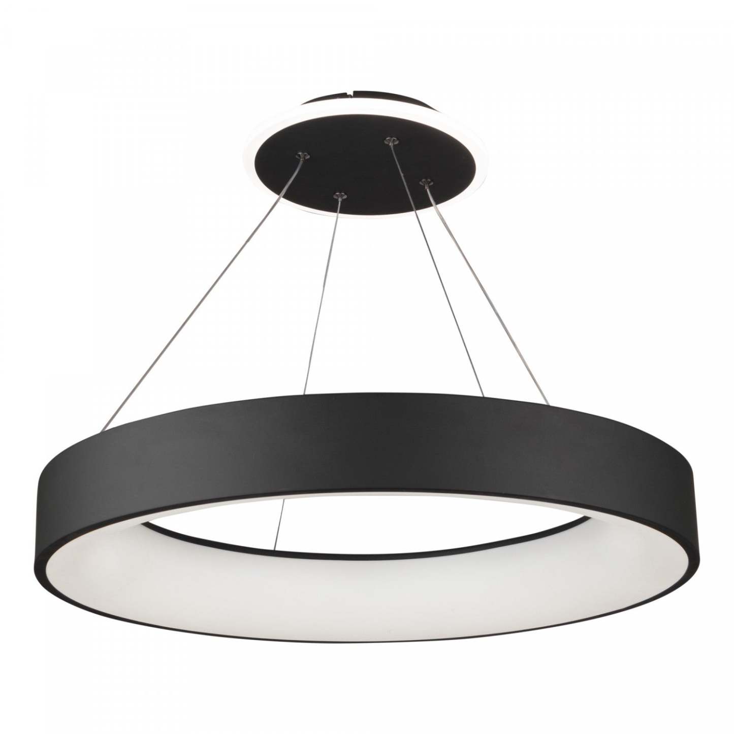 Lustre rond de la collection Lazio avec lampe à DEL intégrée de 24 po - noir