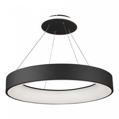Lustre rond de la collection Lazio avec lampe à DEL intégrée de 24 po - noir