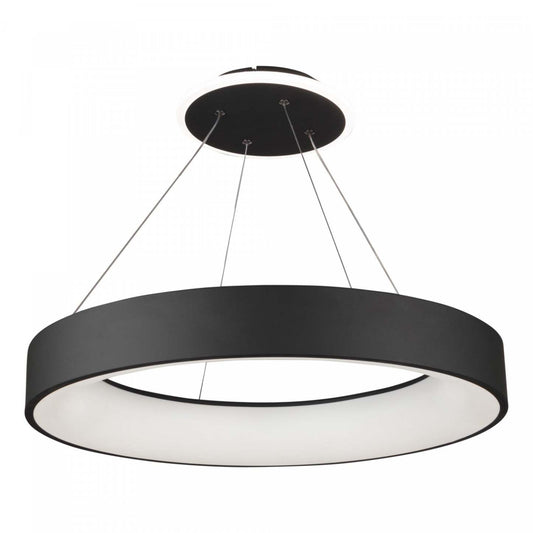Lustre rond de la collection Lazio avec lampe à DEL intégrée de 24 po - noir
