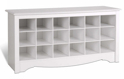 Eighteen Pair Shoe Storage Cubby Bench - White|Banc à compartiments de rangement pour 18 paires de chaussures - blanc