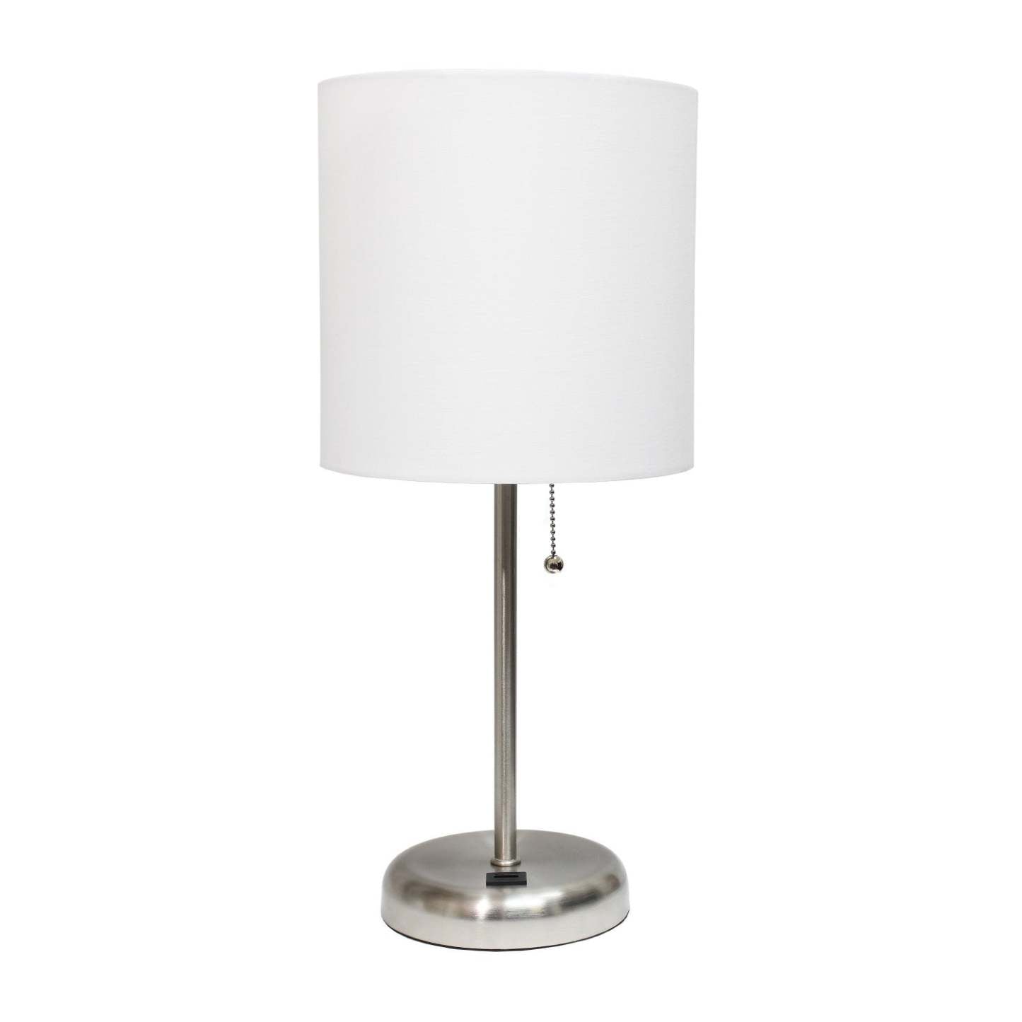 Limelights Stick Lamp with Usb Charging Port And Fabric Shade, White Table Lamp|Lampe de table Limelights blanche avec pied mince et port de recharge USB|D21Y6R3Q