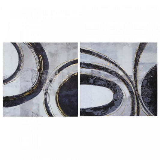 Œuvre d’art murale sur toile peinte à la main au thème « nébuleuse » - ensemble de 2 décorations murales