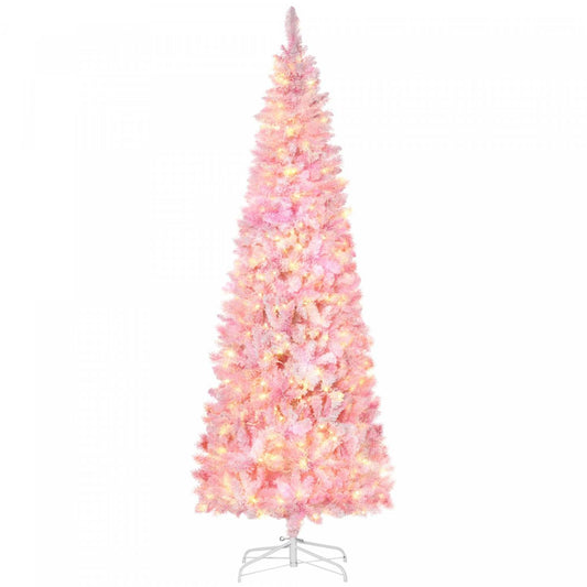 Homcom 7.5ft Snow Flocked Artificial Christmas Tree W/ Led Light|Homcom Arbre de Noël Artificiel Floconné de Neige avec Lumière LED