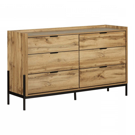 Commode double 6 tiroirs Milton - Chêne Nordik|Commode double Milton à 6 tiroirs - chêne nordique