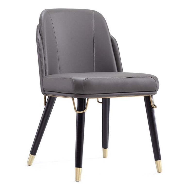 Manhattan Comfort Estelle Faux Leather Dining Chair - Pebble &amp; Black|Chaise de salle à manger Estelle de Manhattan Comfort en similicuir - galet et noire