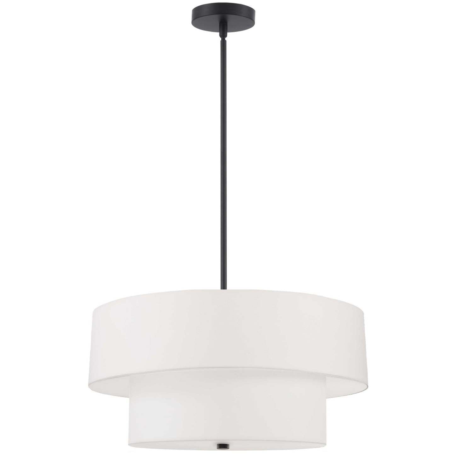 Dainolite Everly 4 Light 2 Tier Pendant Matte Black Finish White Shade Lamp|Luminaire suspendu Everly de Dainolite avec abat-jour blanc, 2 niveaux, fini noir mat et 4 ampoules
