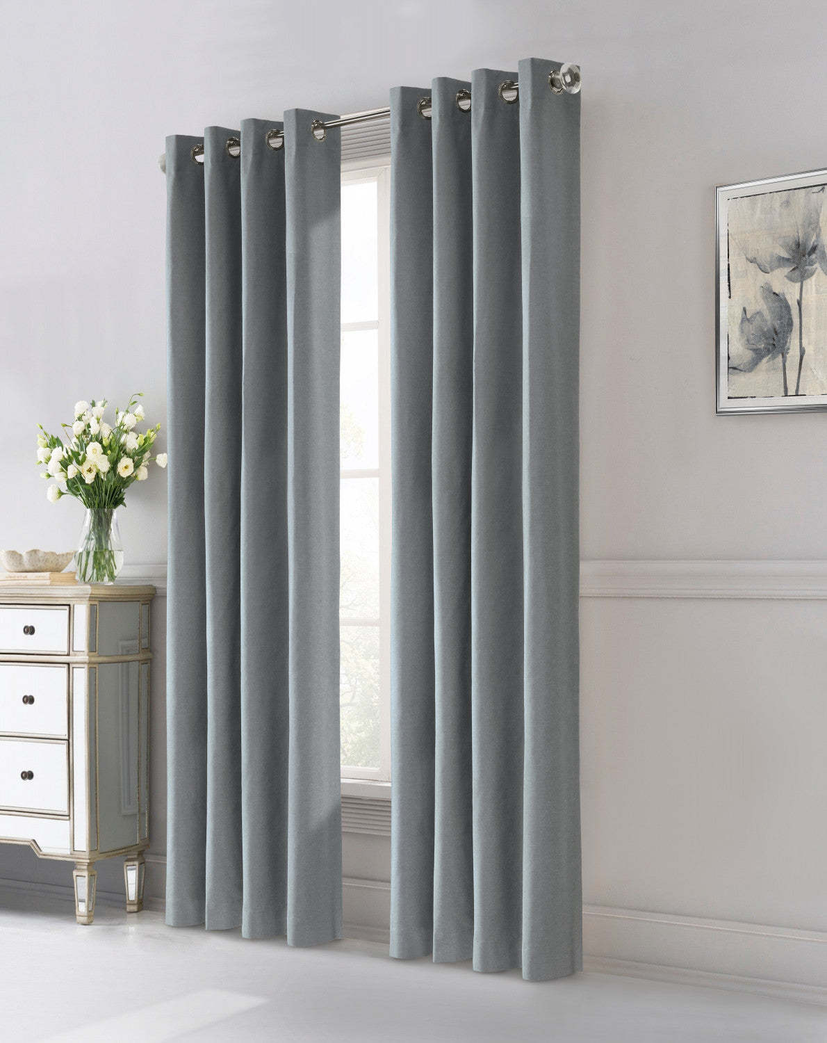 Edison Blue Grommet Curtain Panel - 52 X 108|Panneau de rideau à œillets Edison bleu - 52 po x 108 po