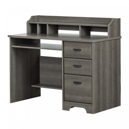 Bureau d'ordinateur Versa avec huche - Érable gris | Bureau d'ordinateur Versa avec crédence - érable cendré | D83GE15V