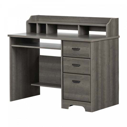 Bureau d'ordinateur Versa avec huche - Érable gris | Bureau d'ordinateur Versa avec crédence - érable cendré | D83GE15V