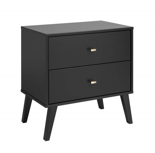 Milo 2-Drawer Nightstand - Noir|Table de nuit Milo à 2 tiroirs - noire