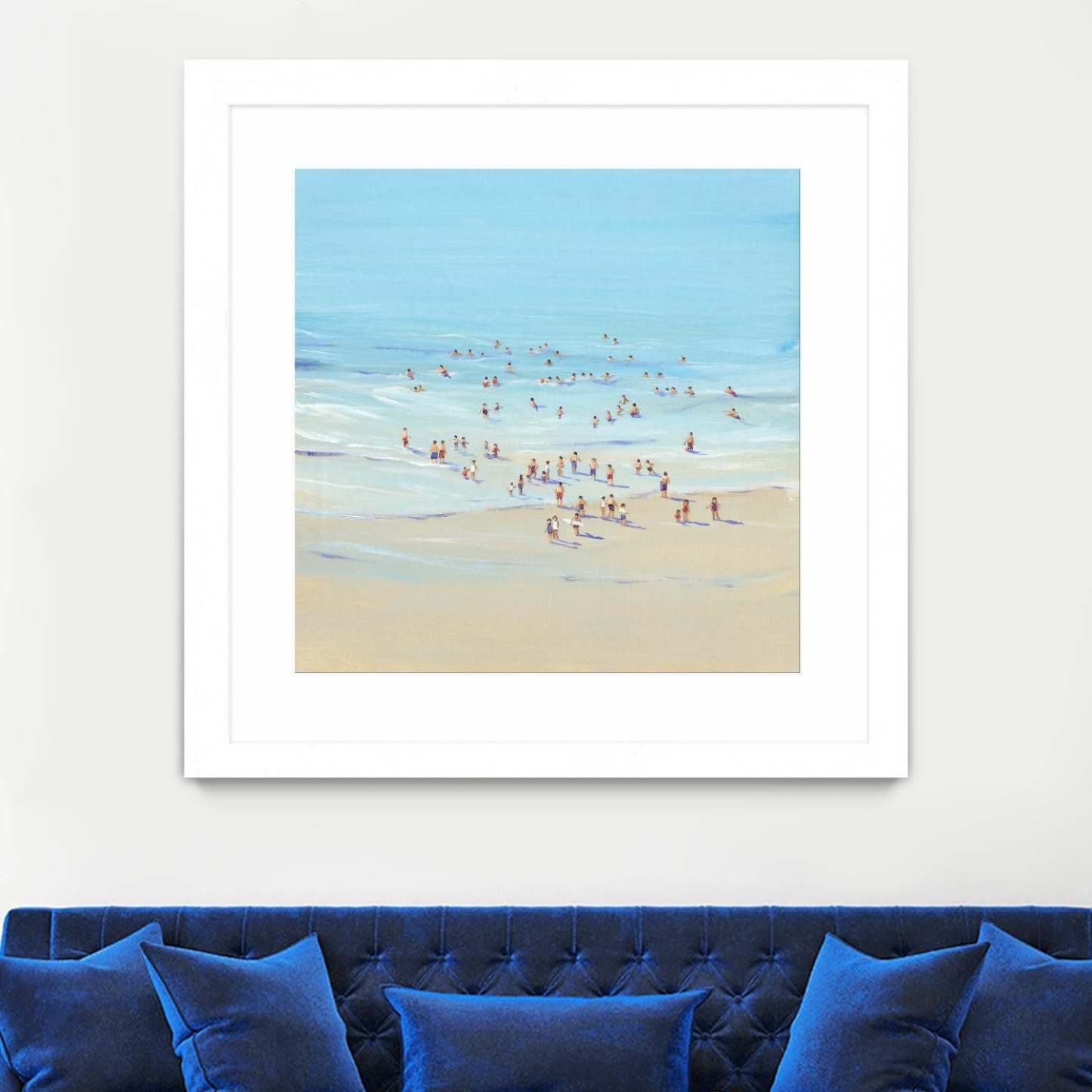 Beach Day I Matted and Framed White 36x36 Wall Art|Œuvre d’art murale encadrée blanche et mate « Beach Day I » 36 x 36