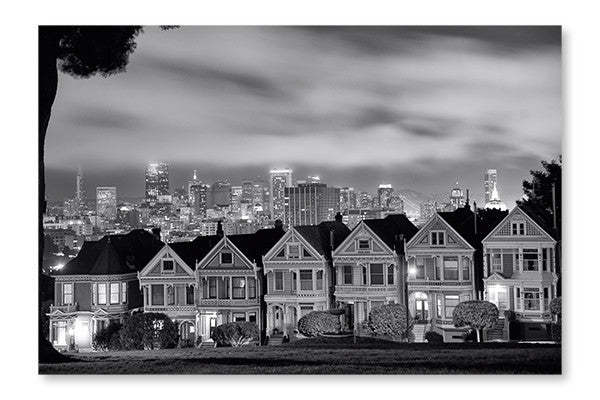 Skyline de San Francisco vue d'Alamo Square : Cadre mural et panneau de tissu 16 x 24 po | D44GEHGL