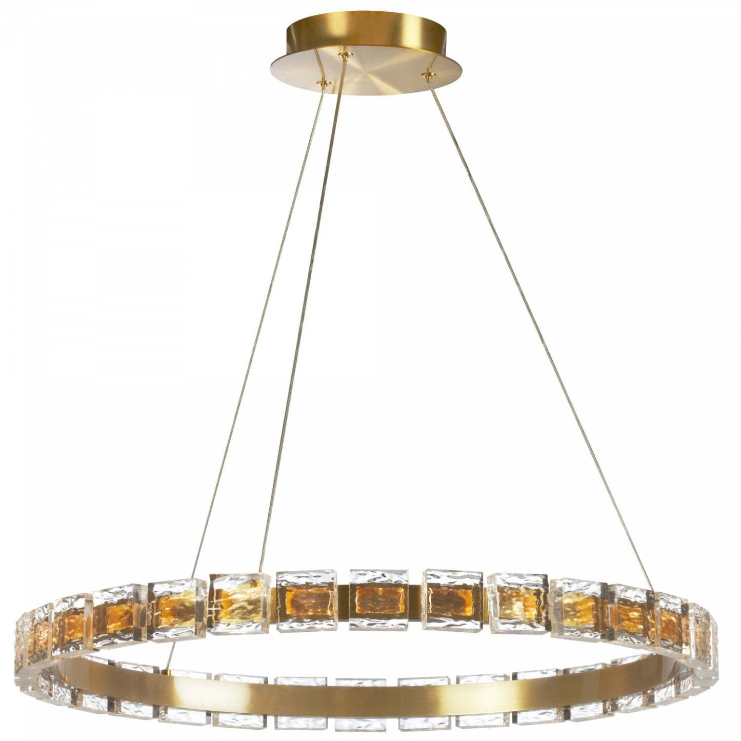 Lustre Camila de Dainolite avec fini laiton vieilli, cristal et ampoule à DEL de 28 W
