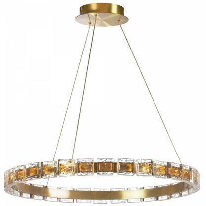 Lustre Camila de Dainolite avec fini laiton vieilli, cristal et ampoule à DEL de 28 W