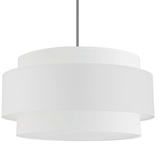 Dainolite Priya 4 Light Pendant 30 Dia Polished Chrome White Shade Lamp|Luminaire suspendu Priya de Dainolite de 30 po de diamètre avec abat-jour blanc, fini chromé poli et 4 ampoules
