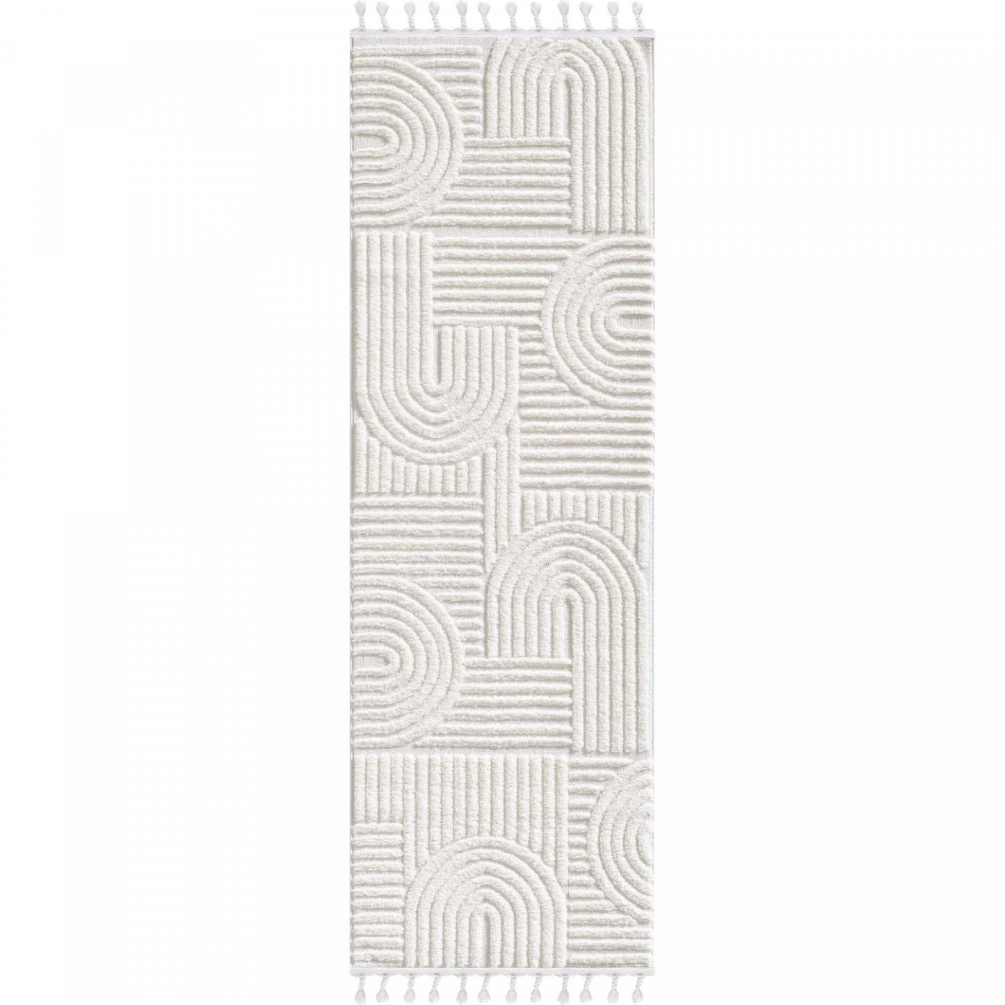 Quinto Geo Circles Shag Area Rug - 2'7 x 8'|Tapis à poil long Quinto à motif de cercles géométriques - 2 pi 7 po x 8 pi