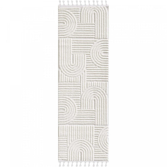 Quinto Geo Circles Shag Area Rug - 2'7 x 8'|Tapis à poil long Quinto à motif de cercles géométriques - 2 pi 7 po x 8 pi