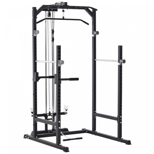 Soozier Power Cage, Power Rack avec attache de tirage vertical, barre de traction, T Bar Row Landmine et dips | Soozier 800lbs Entraînement d'exercice de cage de rack de tour d'alimentation multifonction robuste