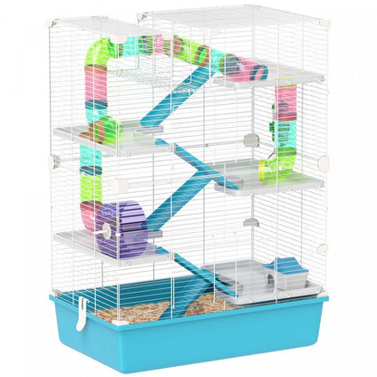 Pawhut Cage Pour Hamster De 32, Cage Pour Petits Animaux A 6 Etages Avec Tunnels Et Tubes, Cage Pou