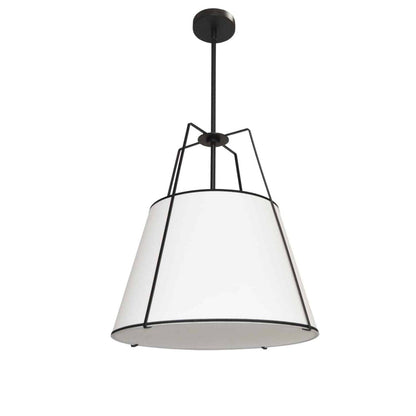 Dainolite Trapezoid 1 Light Pendant Black/White Shade White Fabric Diffuser Lamp|Luminaire suspendu Trapezoid de Dainolite avec abat-jour noir et blanc qui diffuse la lumière, tissu blanc et 1 ampoule