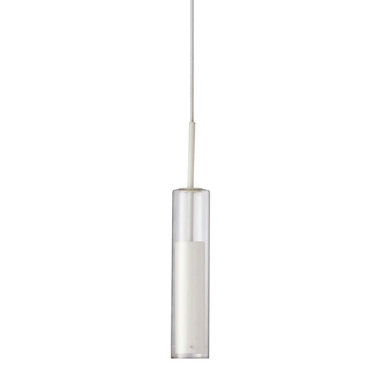 Luminaire suspendu Luna de Dainolite en verre transparent, avec fini blanc et ampoule à DEL de 6 W