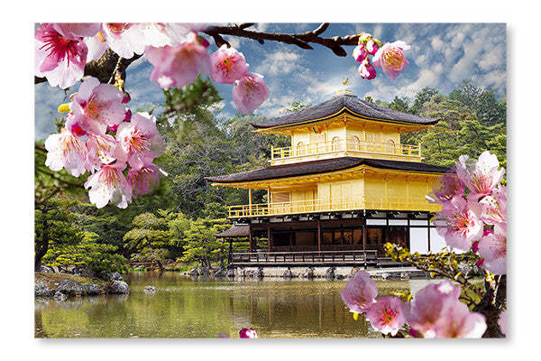 Cadre mural et panneau en tissu « Gold Temple Japan 16x24 » | Gold Temple Japan 16 po x 24 po : Cadre d'art mural et panneau de tissu | D44GNVX9
