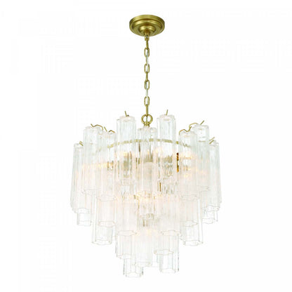 Lustre A 11 lampes Sophia, Laiton Et Verre De Style Tronchi