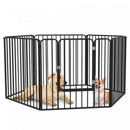 Pawhut Heavy Duty Dog Playpen, Steel Dog Pen With Door, Pet Exercise Fence, Outdoor Indoor Diy Desig|Pawhut Parc Pour Chien, 6 Panneaux De 31.5 De Hauteur En Acier, Parc D'exercice Pour Chiots, Design