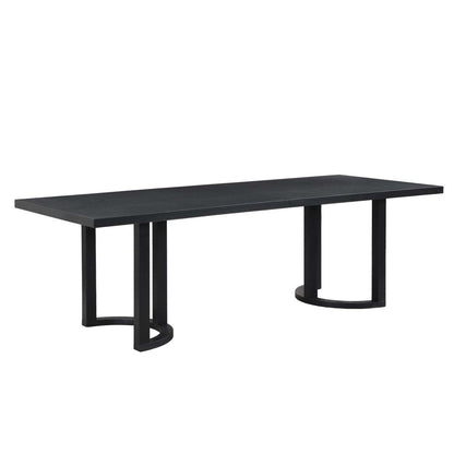 Table À Manger Ethan Avec Base En U, Bois Massif Et MDF, 95 Po De Large - Noir