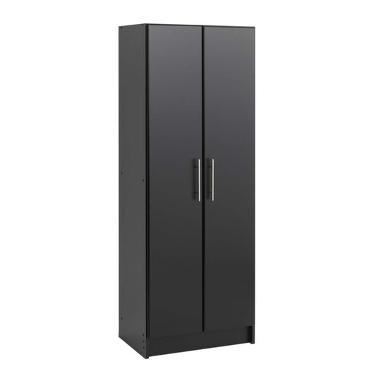 Armoire de rangement profonde Elite avec tablettes fixes et réglables - Noir|Armoire profonde de rangement Elite avec tablettes fixes et réglables - noire